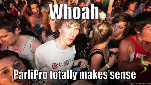               WHOAH                  PARLIPRO TOTALLY MAKES SENSE    Sudden Clarity Clarence