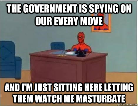 The government is spying on our every move and i'm just sitting here letting them watch me masturbate - The government is spying on our every move and i'm just sitting here letting them watch me masturbate  Spiderman Desk