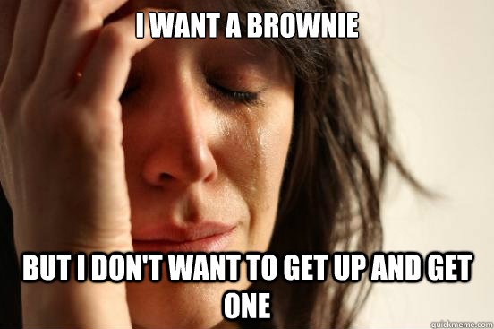 I want a brownie But I don't want to get up and get one - I want a brownie But I don't want to get up and get one  First World Problems