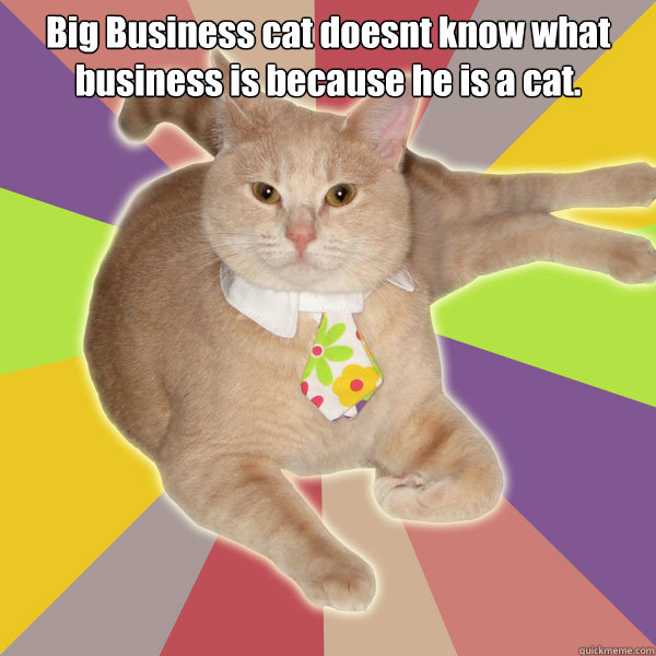 Big Business cat doesnt know what business is because he is a cat.    