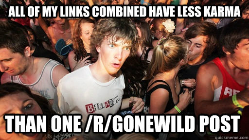 All of my links combined have less karma than one /r/gonewild post  Sudden Clarity Clarence