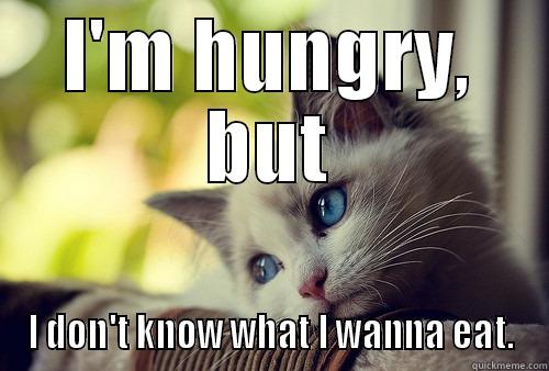 I'M HUNGRY, BUT I DON'T KNOW WHAT I WANNA EAT. First World Cat Problems