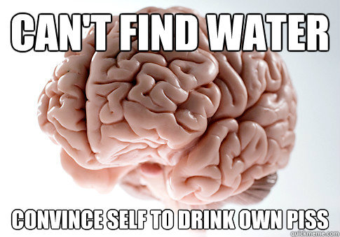can't find water convince self to drink own piss  Scumbag Brain