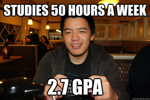 Studies 50 hours a week 2.7 GPA - Studies 50 hours a week 2.7 GPA  Dumb Asian