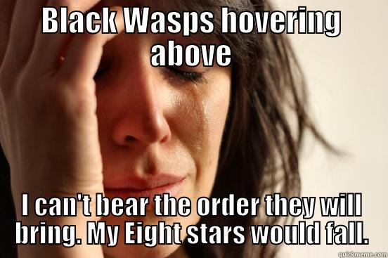 BLACK WASPS HOVERING ABOVE I CAN'T BEAR THE ORDER THEY WILL BRING. MY EIGHT STARS WOULD FALL. First World Problems