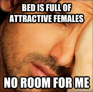 bed is full of attractive females no room for me  First World Attractive Male Problems