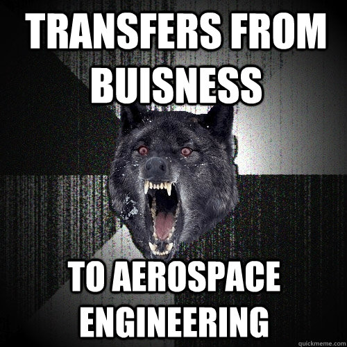 Transfers from buisness to aerospace engineering  Insanity Wolf