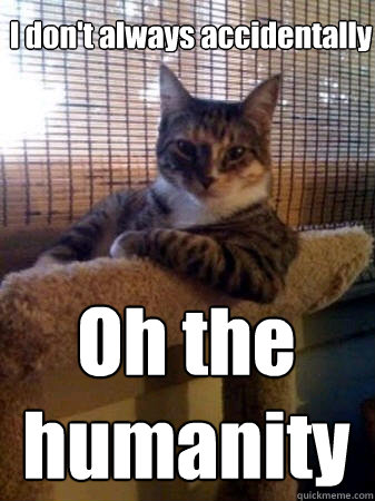 I don't always accidentally Oh the humanity  The Most Interesting Cat in the World