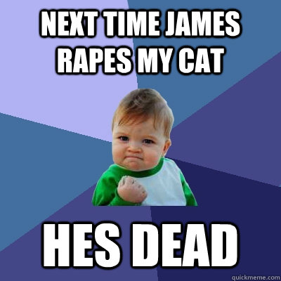 next time james rapes my cat hes dead  Success Kid