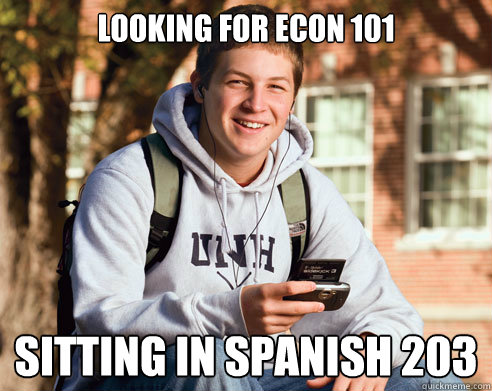 looking for econ 101 sitting in spanish 203   College Freshman