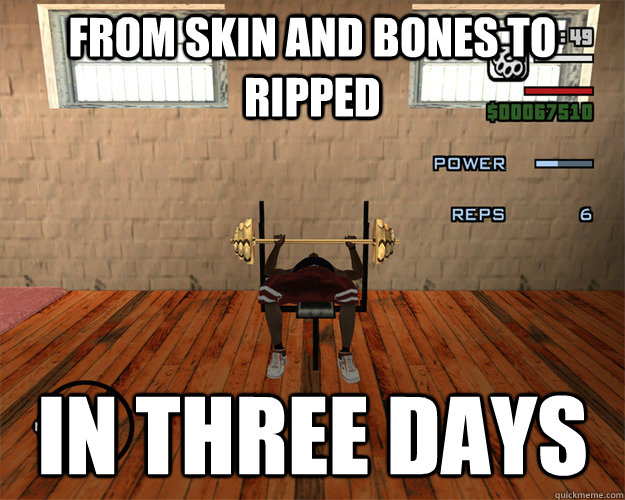 From skin and bones to ripped in three days - From skin and bones to ripped in three days  Misc