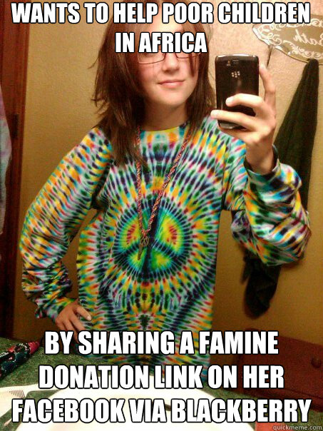 wants to help poor children in africa By sharing a famine donation link on her facebook via blackberry  Trendy Hippy Girl