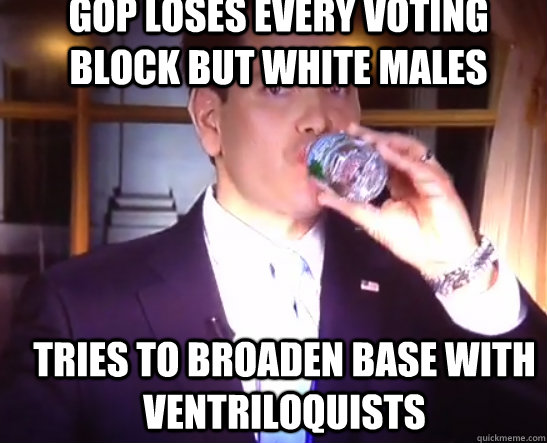 GOP loses every voting block but white males Tries to broaden base with ventriloquists  - GOP loses every voting block but white males Tries to broaden base with ventriloquists   Rubio