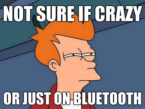 Not sure if crazy or just on bluetooth  Futurama Fry