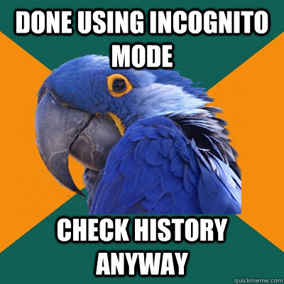 Done using incognito mode Check history anyway  Paranoid Parrot
