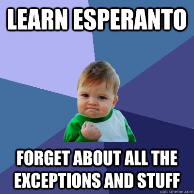 Learn Esperanto Forget about all the exceptions and stuff  Success Kid