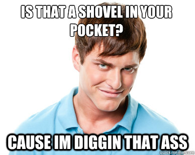 Is that a shovel in your pocket? cause im diggin that ass  