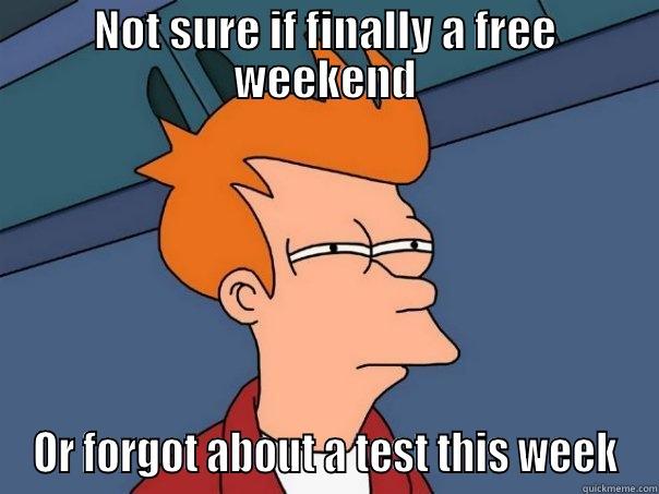 NOT SURE IF FINALLY A FREE WEEKEND OR FORGOT ABOUT A TEST THIS WEEK Futurama Fry