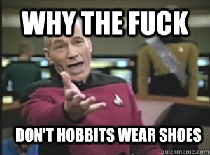 why the fuck don't hobbits wear shoes  Annoyed Picard