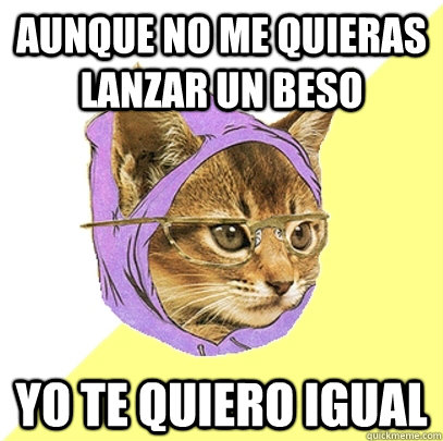 Aunque no me quieras lanzar un beso yo te quiero igual   Hipster Kitty