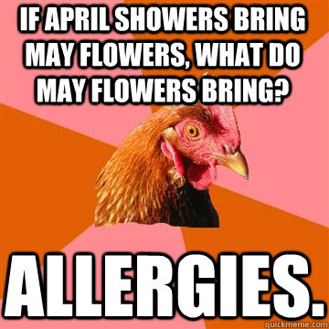 if april showers bring may flowers, what do may flowers bring? allergies. - if april showers bring may flowers, what do may flowers bring? allergies.  Anti-Joke Chicken