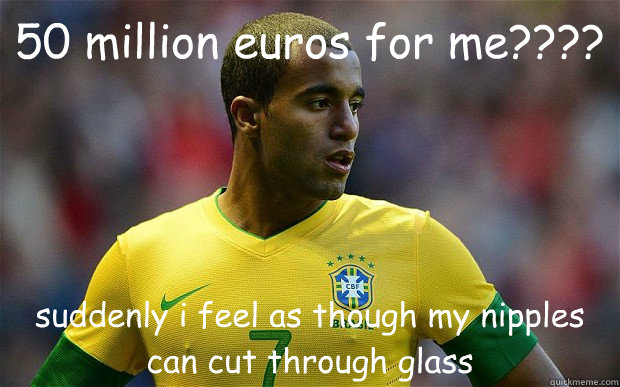 50 million euros for me???? suddenly i feel as though my nipples can cut through glass  Overpriced Lucas Moura ENG