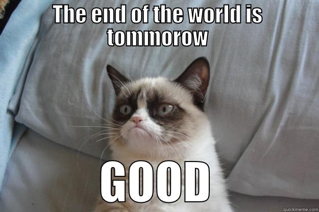 THE END OF THE WORLD IS TOMMOROW GOOD Grumpy Cat