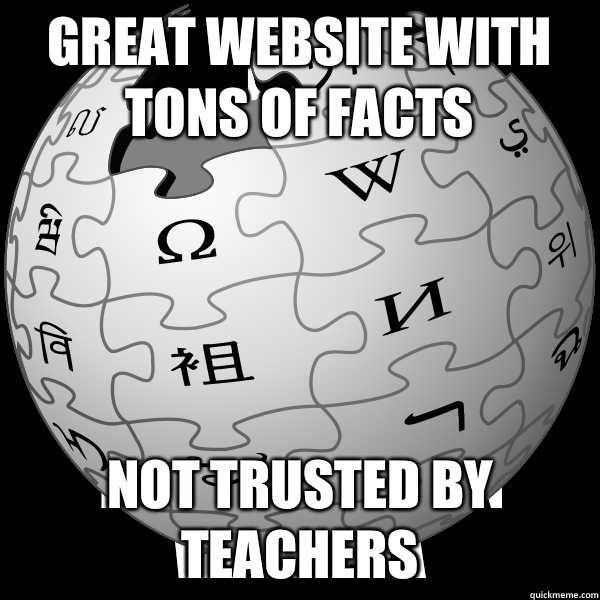 Great website with tons of facts Not trusted by teachers - Great website with tons of facts Not trusted by teachers  WIKIPEDIA