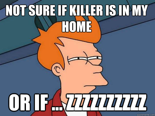 Not sure if killer is in my home or if ... zzzzzzzzzz  Futurama Fry