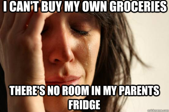 I Can't buy my own groceries There's no room in my parents fridge  First World Problems
