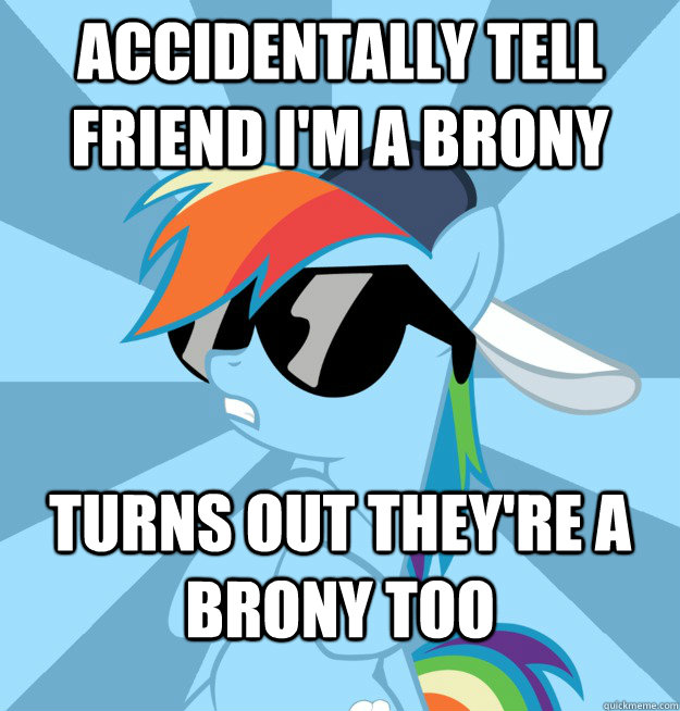 Accidentally tell friend i'm a brony turns out they're a brony too - Accidentally tell friend i'm a brony turns out they're a brony too  Socially Awesome Brony