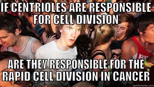 centrioles suck - IF CENTRIOLES ARE RESPONSIBLE FOR CELL DIVISION ARE THEY RESPONSIBLE FOR THE RAPID CELL DIVISION IN CANCER Sudden Clarity Clarence