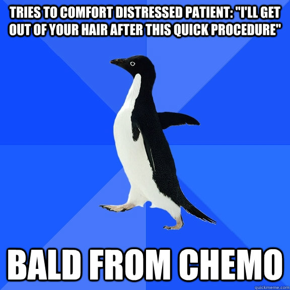 Tries to comfort distressed patient: 