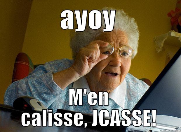 AYOY M'EN CALISSE, JCASSE! Grandma finds the Internet