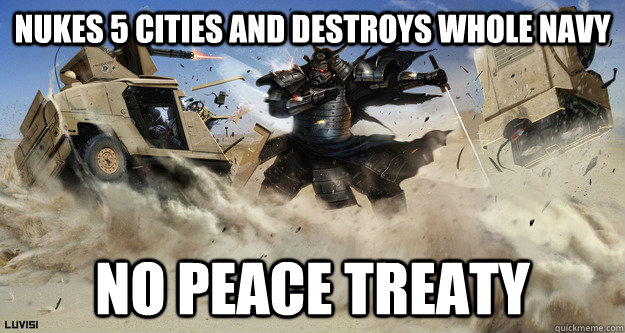 nukes 5 cities and destroys whole navy no peace treaty - nukes 5 cities and destroys whole navy no peace treaty  Civilization Logic