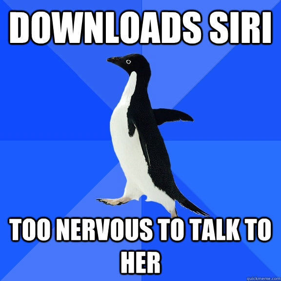 downloads siri too nervous to talk to her  Socially Awkward Penguin