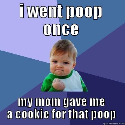 I WENT POOP ONCE MY MOM GAVE ME A COOKIE FOR THAT POOP Success Kid