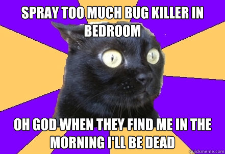 spray too much bug killer in bedroom oh god when they find me in the morning i'll be dead - spray too much bug killer in bedroom oh god when they find me in the morning i'll be dead  Anxiety Cat