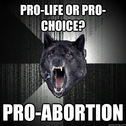 PRO-LIFE OR PRO-CHOICE? PRO-ABORTION - PRO-LIFE OR PRO-CHOICE? PRO-ABORTION  Insanity Wolf