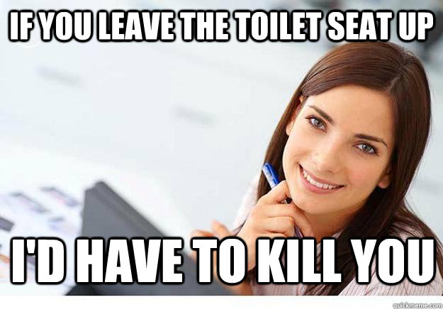 If you leave the toilet seat up I'd have to kill you  Hot Girl At Work