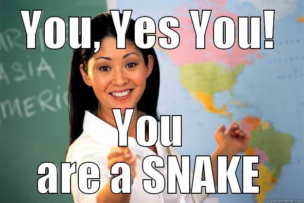 YOU, YES YOU! YOU ARE A SNAKE Unhelpful High School Teacher
