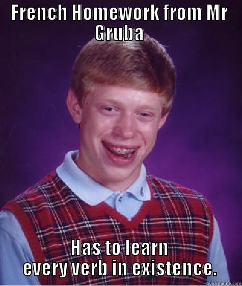 FRENCH HOMEWORK FROM MR GRUBA HAS TO LEARN EVERY VERB IN EXISTENCE. Bad Luck Brian