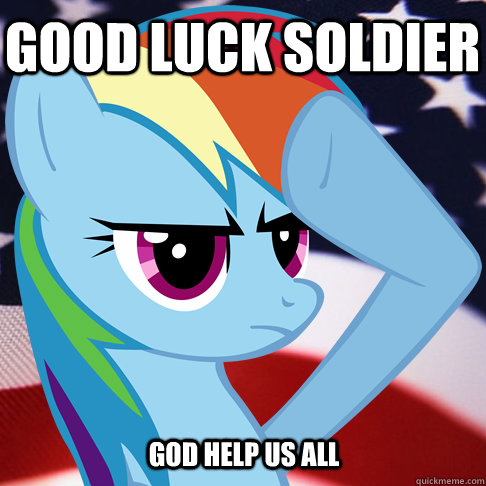 Good Luck Soldier God help us all - Good Luck Soldier God help us all  Rainbow Dash Salute