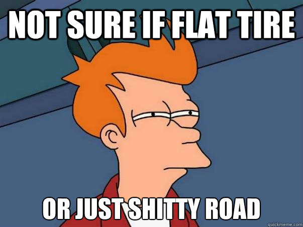 Not Sure if flat tire or just shitty road  Not sure Fry
