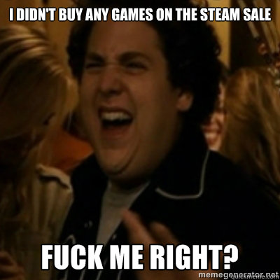I didn't buy any games on the steam sale  fuck me right