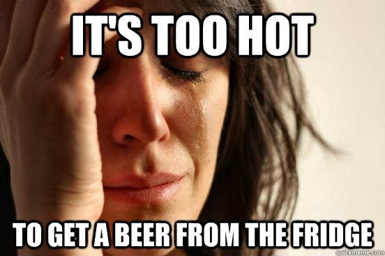 it's too hot to get a beer from the fridge  First World Problems