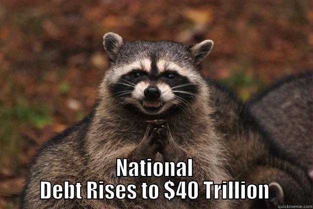  NATIONAL DEBT RISES TO $40 TRILLION Evil Plotting Raccoon