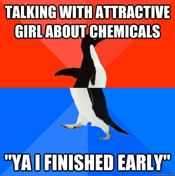 Talking with attractive girl about chemicals 