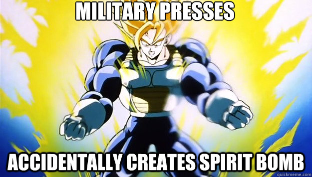 Military presses Accidentally creates spirit bomb - Military presses Accidentally creates spirit bomb  Bodybuilding Goku