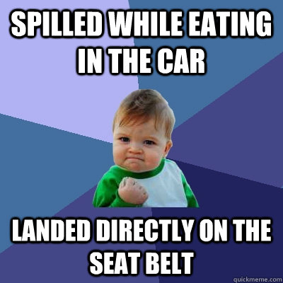 Spilled while eating in the car Landed directly on the seat belt - Spilled while eating in the car Landed directly on the seat belt  Success Kid